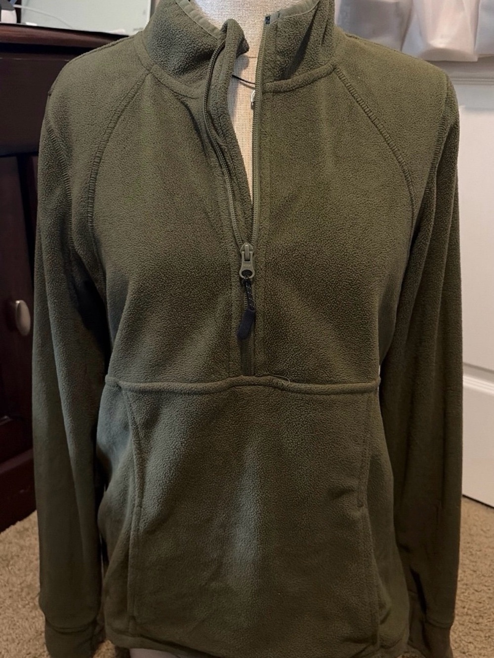 Patagonia women Olive Green Half-Zip Fleece Pullover